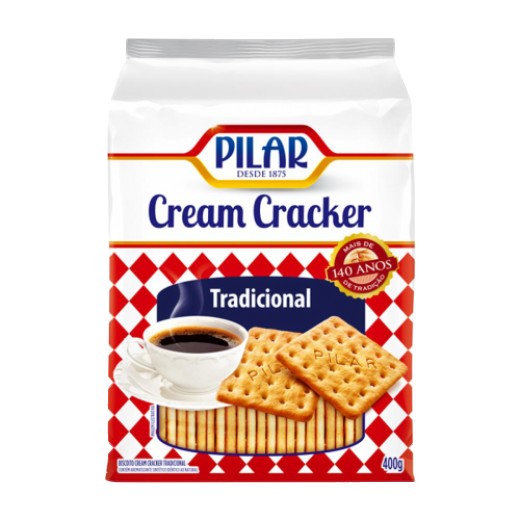 BISCOITO CREAM CRACKER PILAR 400G TRADICIONAL